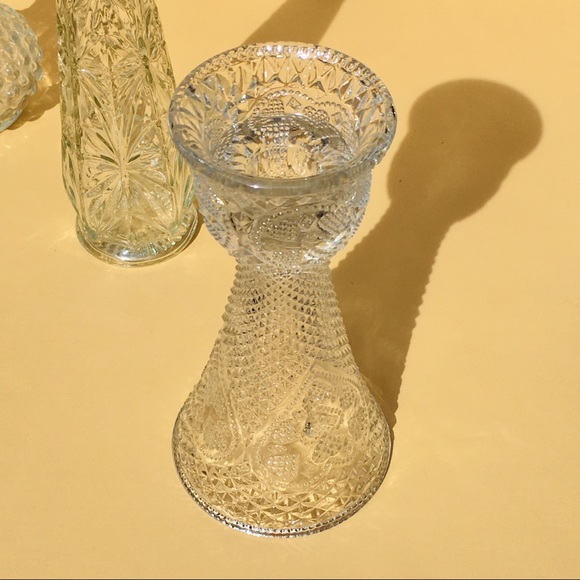 Vintage ❉ Embossed Glass Vase Trio - Picture 5 of 11